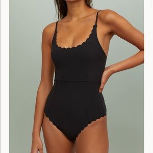 Black one piece bathing suit